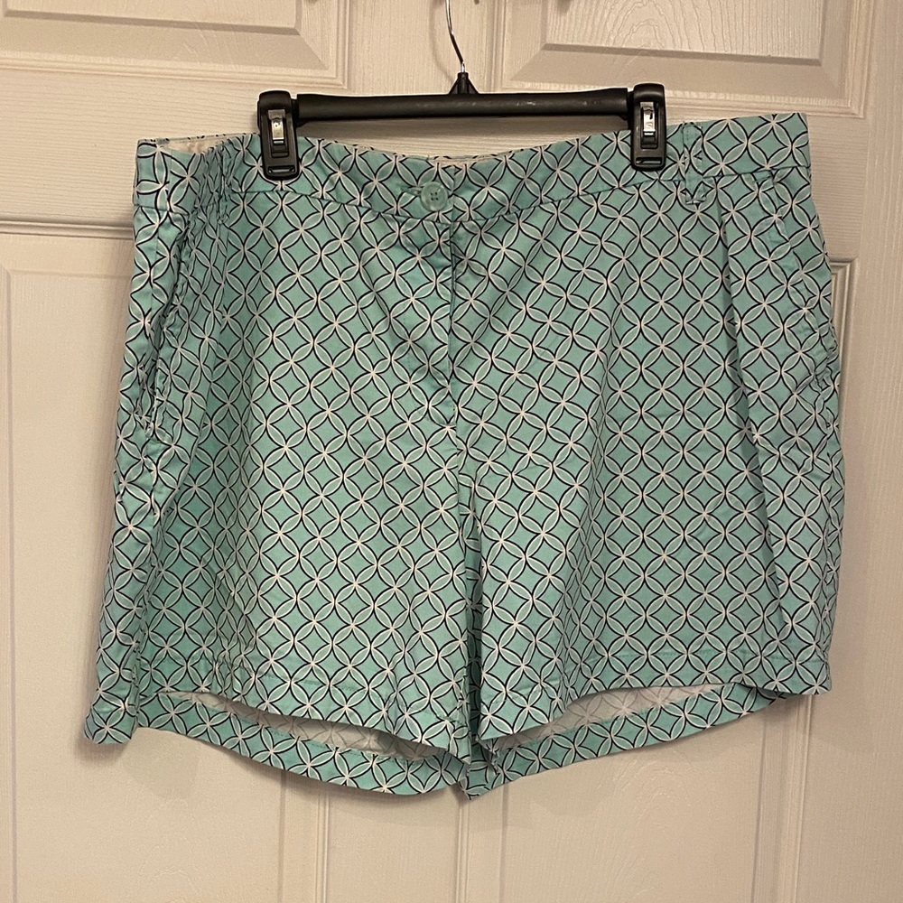 crown & ivy Teal Geometric Print Shorts 24